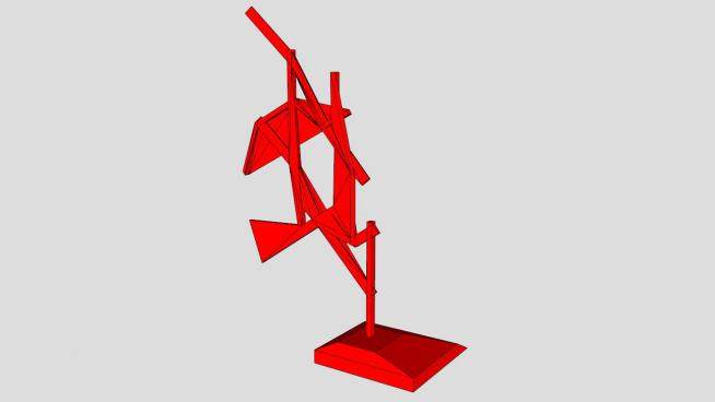 红色抽象雕塑SU模型下载_sketchup草图大师SKP模型