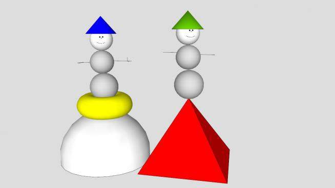 现代雪人雕塑SU模型下载_sketchup草图大师SKP模型