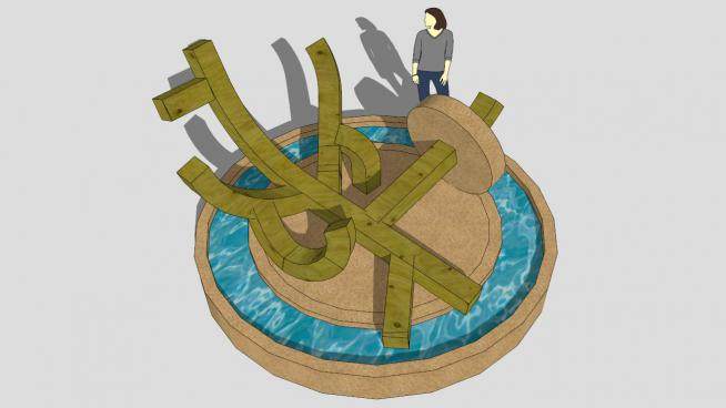 木质类橡木雕塑SU模型下载_sketchup草图大师SKP模型