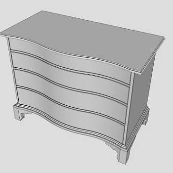 波浪型白色斗柜SU模型下载_sketchup草图大师SKP模型