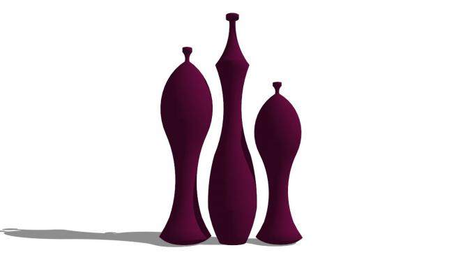 紫色花瓶装饰SU模型下载_sketchup草图大师SKP模型