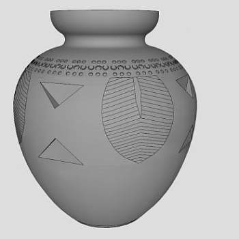 灰色陶瓷秘鲁锅SU模型下载_sketchup草图大师SKP模型