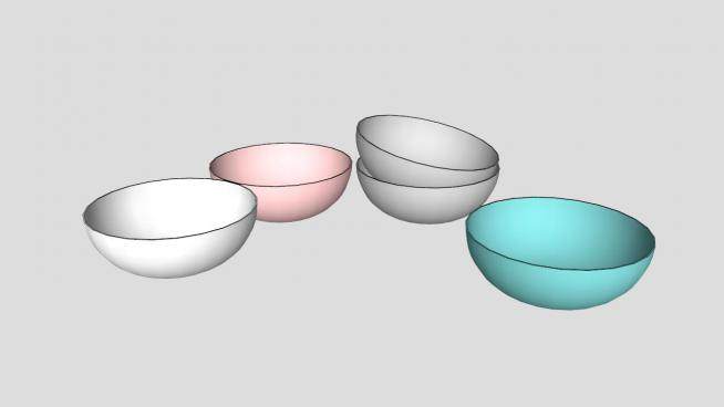 彩色陶瓷碗SU模型下载_sketchup草图大师SKP模型