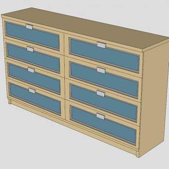 宜家8个抽屉柜SU模型下载_sketchup草图大师SKP模型