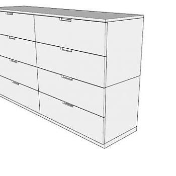 白色8个抽屉斗柜SU模型下载_sketchup草图大师SKP模型
