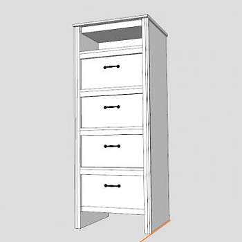 宜家4抽屉柜白色SU模型下载_sketchup草图大师SKP模型