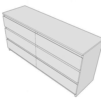 马尔姆6抽屉短白色SU模型下载_sketchup草图大师SKP模型