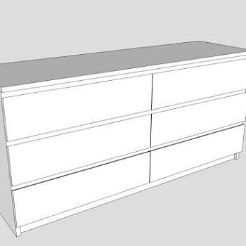 白色宜家马尔姆6抽屉柜SU模型下载_sketchup草图大师SKP模型