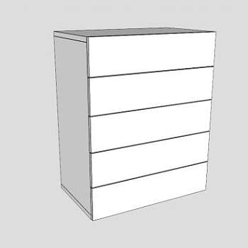 纯白色五斗橱SU模型下载_sketchup草图大师SKP模型