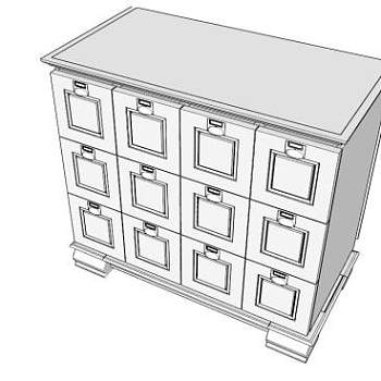 现代特色五斗橱SU模型下载_sketchup草图大师SKP模型