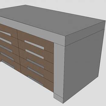 胡桃木现代抽屉柜SU模型下载_sketchup草图大师SKP模型