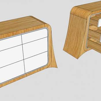 橡木和白色胶合板柜子SU模型下载_sketchup草图大师SKP模型