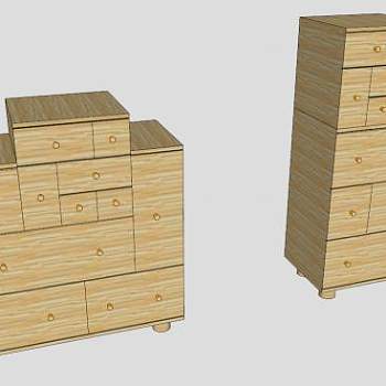 2个五斗柜SU模型下载_sketchup草图大师SKP模型