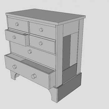 卧室六个抽屉柜子SU模型下载_sketchup草图大师SKP模型