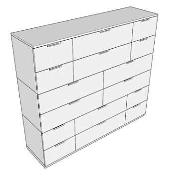 白色16个抽屉柜子SU模型下载_sketchup草图大师SKP模型