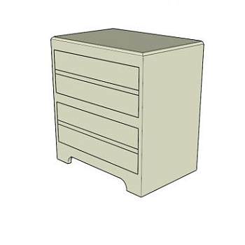 灰色小型五斗橱SU模型下载_sketchup草图大师SKP模型