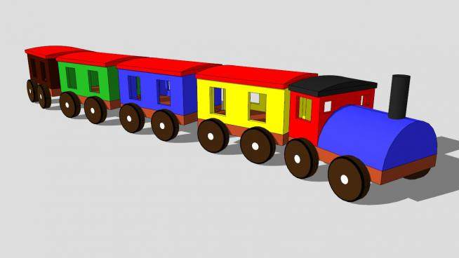 简单木制玩具火车SU模型下载_sketchup草图大师SKP模型