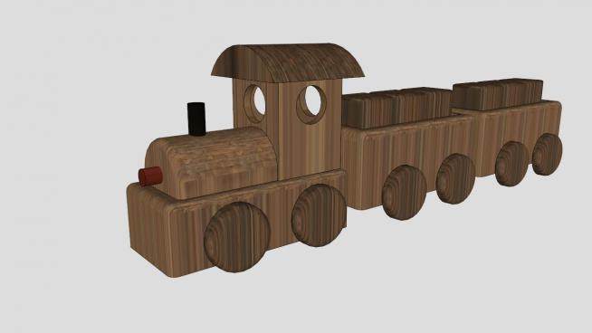 儿童玩具木质火车SU模型下载_sketchup草图大师SKP模型