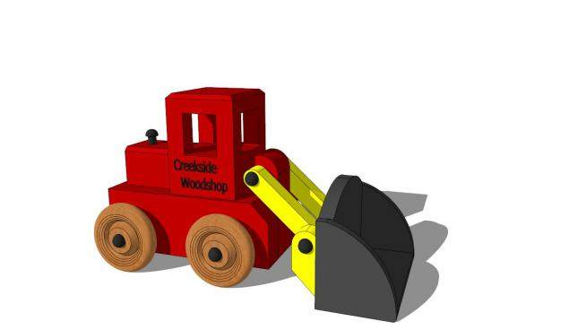 玩具红色装载机SU模型下载_sketchup草图大师SKP模型