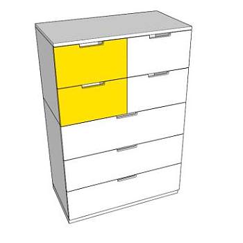 黄色7个抽屉斗柜SU模型下载_sketchup草图大师SKP模型