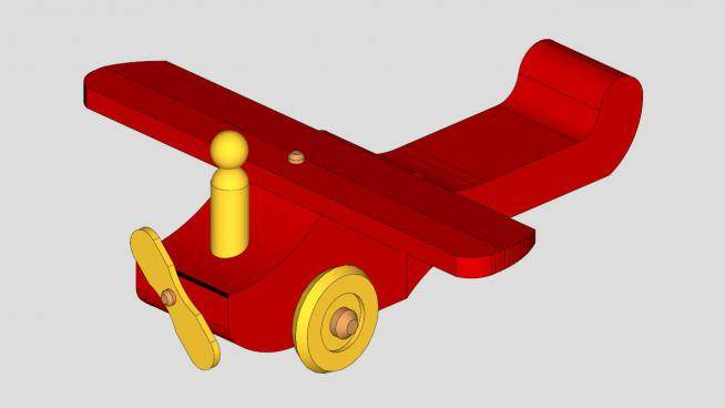 木头玩具飞机SU模型下载_sketchup草图大师SKP模型