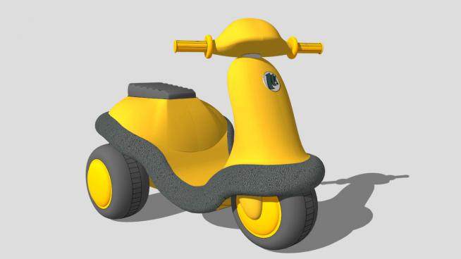 黄色玩具摩托车SU模型下载_sketchup草图大师SKP模型