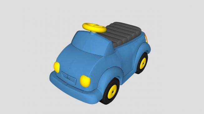 儿童玩具蓝色汽车SU模型下载_sketchup草图大师SKP模型