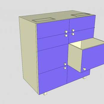 紫色五斗橱SU模型下载_sketchup草图大师SKP模型