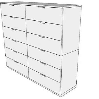 白色12个抽屉斗柜SU模型下载_sketchup草图大师SKP模型
