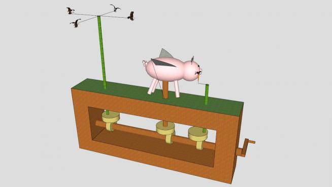 儿童玩具会飞的猪SU模型下载_sketchup草图大师SKP模型