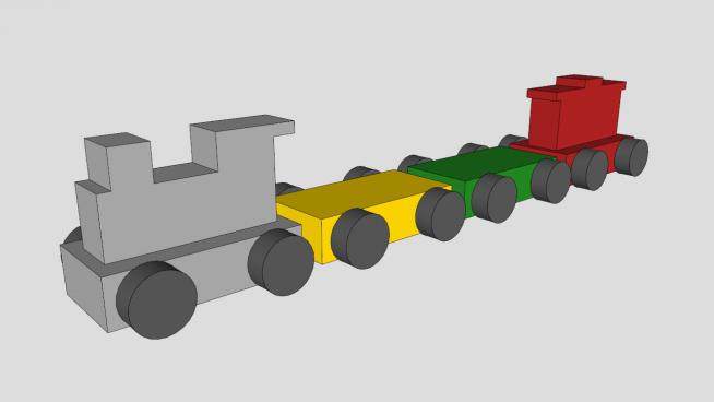 木制火车玩具SU模型下载_sketchup草图大师SKP模型