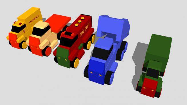 儿童玩具卡车SU模型下载_sketchup草图大师SKP模型