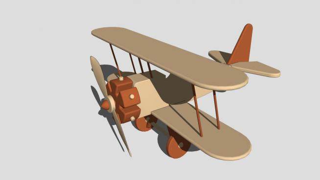 玩具实木飞机SU模型下载_sketchup草图大师SKP模型