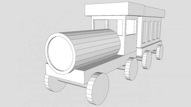 RJ玩具白色火车SU模型下载_sketchup草图大师SKP模型