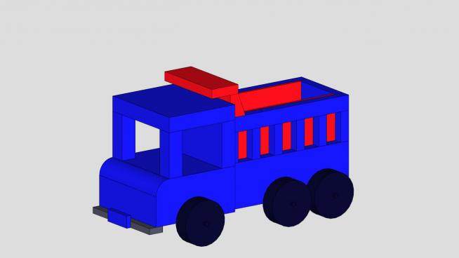 蓝色货车卡车玩具SU模型下载_sketchup草图大师SKP模型