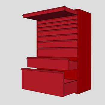 红色大抽屉柜子SU模型下载_sketchup草图大师SKP模型