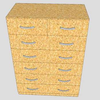 高大黄色的抽屉柜SU模型下载_sketchup草图大师SKP模型