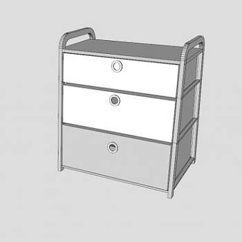 三斗抽屉柜白色SU模型下载_sketchup草图大师SKP模型