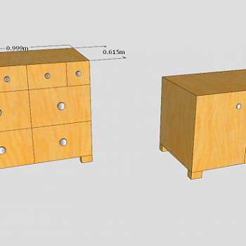 黄色小型抽屉柜SU模型下载_sketchup草图大师SKP模型