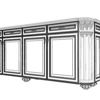 欧式高档白色五斗橱SU模型下载_sketchup草图大师SKP模型