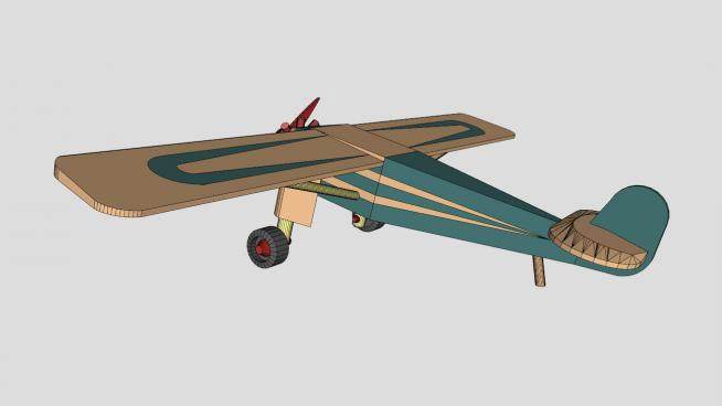 古董玩具飞机SU模型下载_sketchup草图大师SKP模型