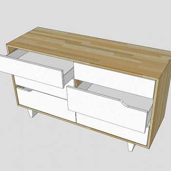 宜家曼陀林抽屉6个柜子SU模型下载_sketchup草图大师SKP模型