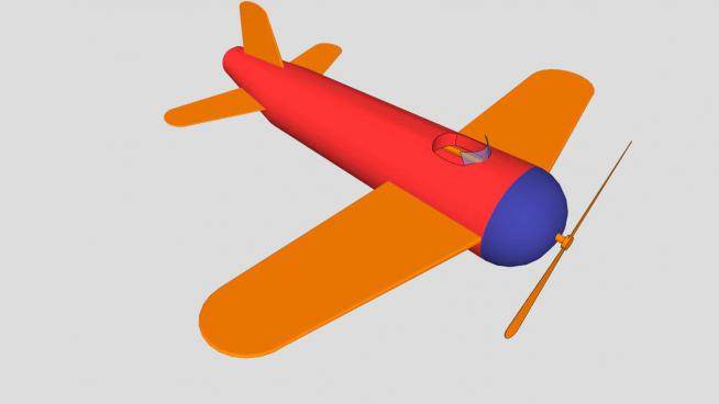 玩具单翼飞机SU模型下载_sketchup草图大师SKP模型