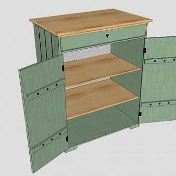 宜家绿色抽屉柜SU模型下载_sketchup草图大师SKP模型