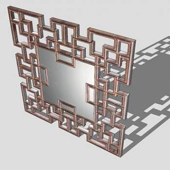 中式壁镜SU模型下载_sketchup草图大师SKP模型