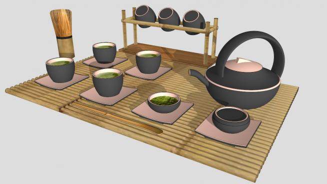 现代日本茶具SU模型下载_sketchup草图大师SKP模型