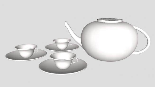 3D茶杯茶壶茶具SU模型下载_sketchup草图大师SKP模型