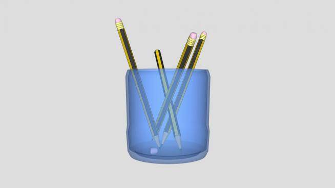 办公文具铅笔笔筒SU模型下载_sketchup草图大师SKP模型