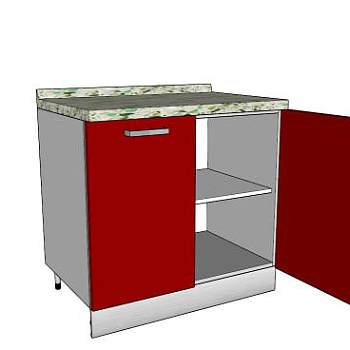 现代红色双开门橱柜SU模型下载_sketchup草图大师SKP模型