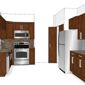 开放式厨房橱柜SU模型下载_sketchup草图大师SKP模型